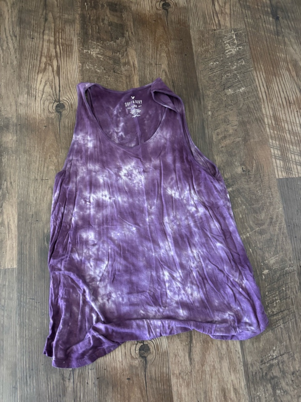 American Eagle Outfitters Purple Tie-Dye V-Neck Tank Top